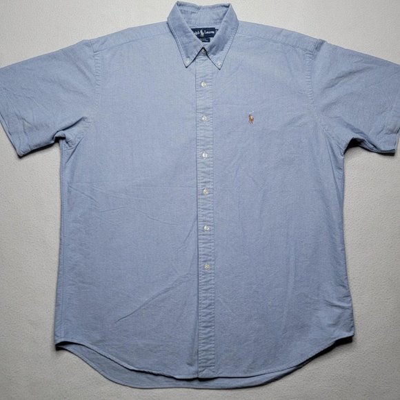 Ralph Lauren long sleeve button down shirt, men's XL size cotton blue type Vintage Second Hand